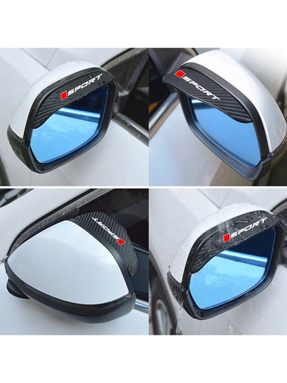2 Pcs Car Rearview Mirror Rain Eyebrow Carbon Fiber Rearview Mirror Rain Snow Blocker Sun Visor For Audi BMW Mercedes Benz For VW Toyota