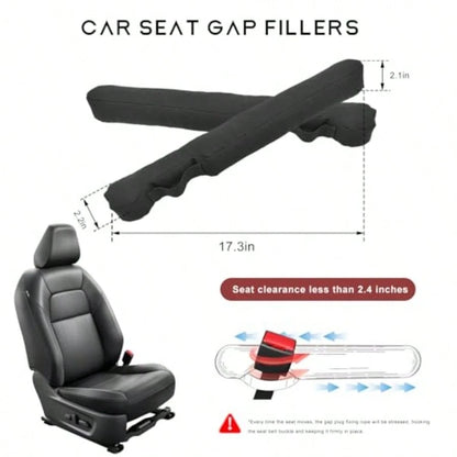 2 PCS Leather Car Seat Gap Filler, No-Drop Seat Guard Crevice Plug Blocker With Securing Strap, Universal Vehicle Gap Catcher Stop Things From Dropping, Car Accessories Black