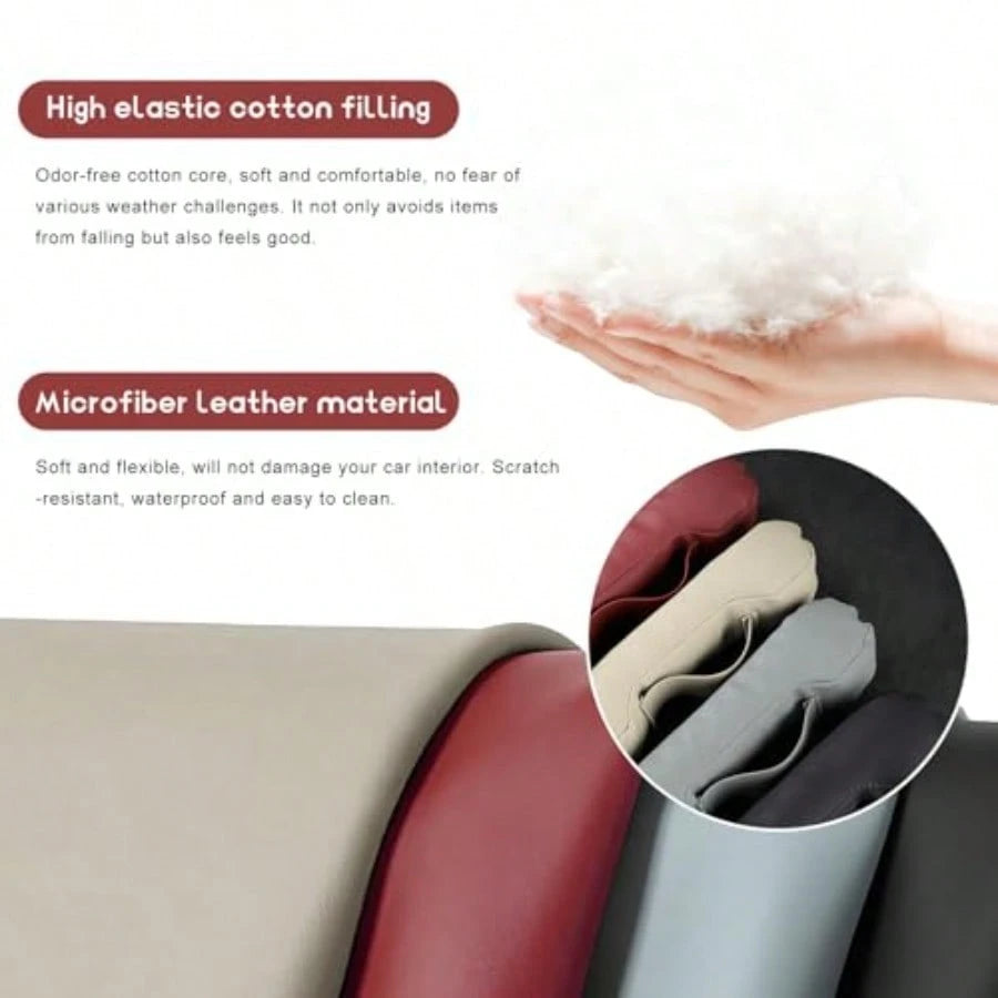 2 PCS Leather Car Seat Gap Filler, No-Drop Seat Guard Crevice Plug Blocker With Securing Strap, Universal Vehicle Gap Catcher Stop Things From Dropping, Car Accessories Black