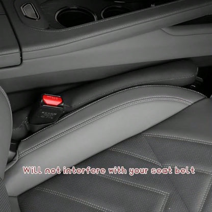 2 PCS Leather Car Seat Gap Filler, No-Drop Seat Guard Crevice Plug Blocker With Securing Strap, Universal Vehicle Gap Catcher Stop Things From Dropping, Car Accessories Black