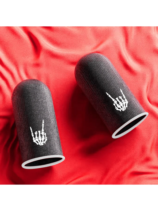 2 Pcs Mobile Phone Finger Sleeves For Gaming| Anti-Sweat Breathable Finger Sleeve For Gaming| Thumb Sleeves Mobile Gaming| Gamer Finger Cots, Skeleton Pattern