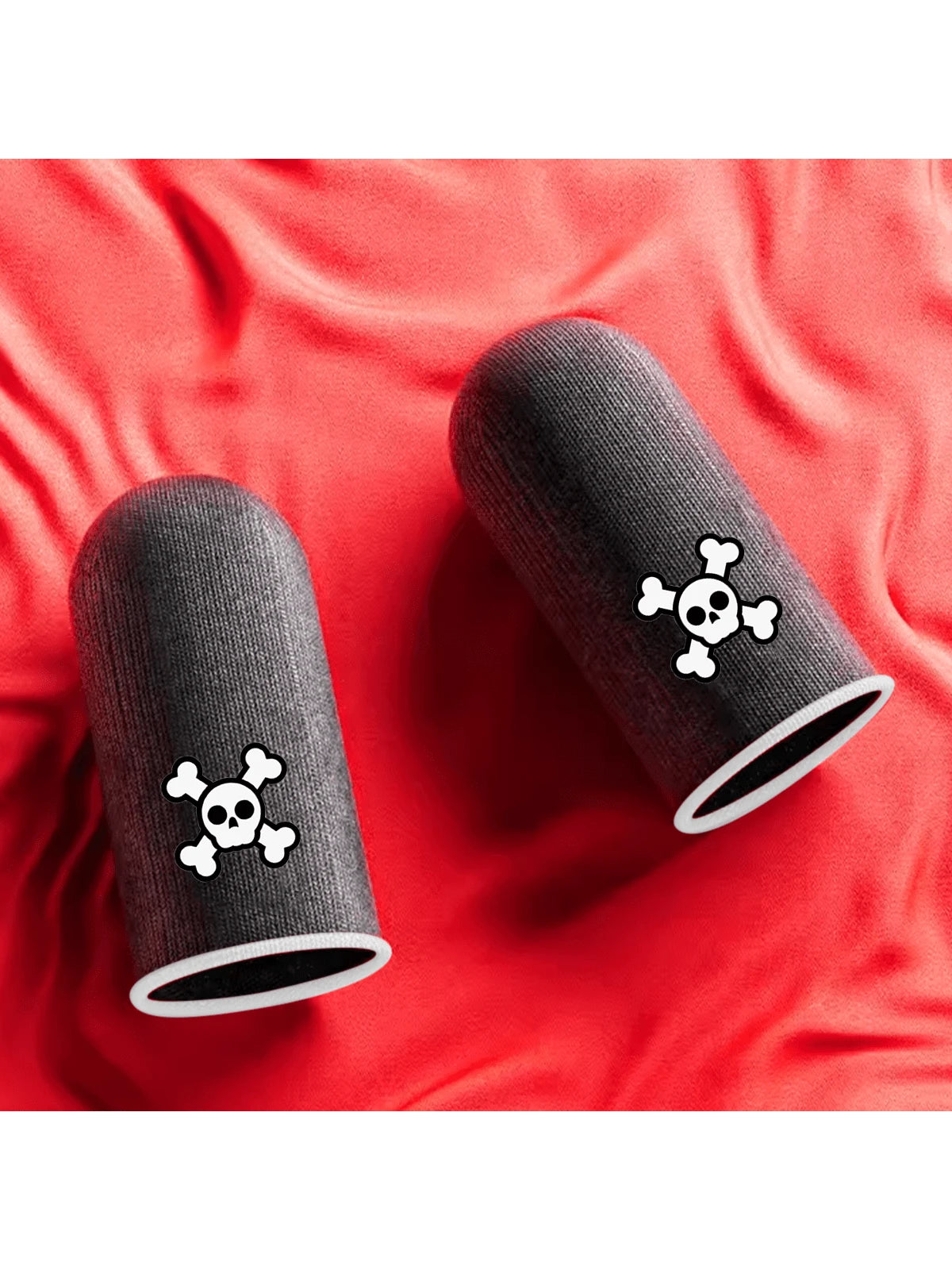 2 Pcs Mobile Phone Finger Sleeves For Gaming| Anti-Sweat Breathable Finger Sleeve For Gaming| Thumb Sleeves Mobile Gaming| Gamer Finger Cots, Skeleton Pattern