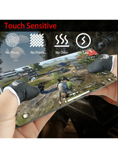 2 Pcs Mobile Phone Finger Sleeves For Gaming| Anti-Sweat Breathable Finger Sleeve For Gaming| Thumb Sleeves Mobile Gaming| Gamer Finger Cots, Skeleton Pattern
