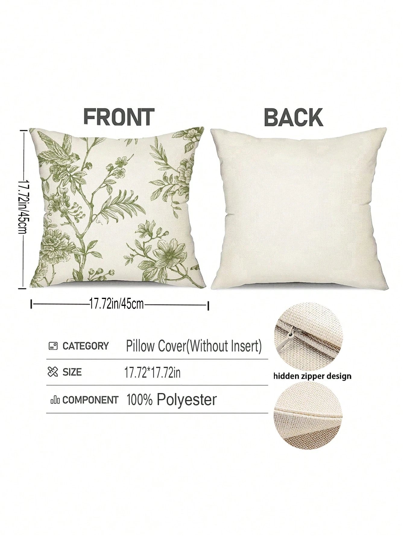 2 Pieces Green Wildflowers Plant Pillow Covers, Seasonal Floral Outdoor Decorative Square Farmhouse Cushion Cases For Home Sofa Couch (Inserts Not Included) Christmas For Holiday Gift Giving