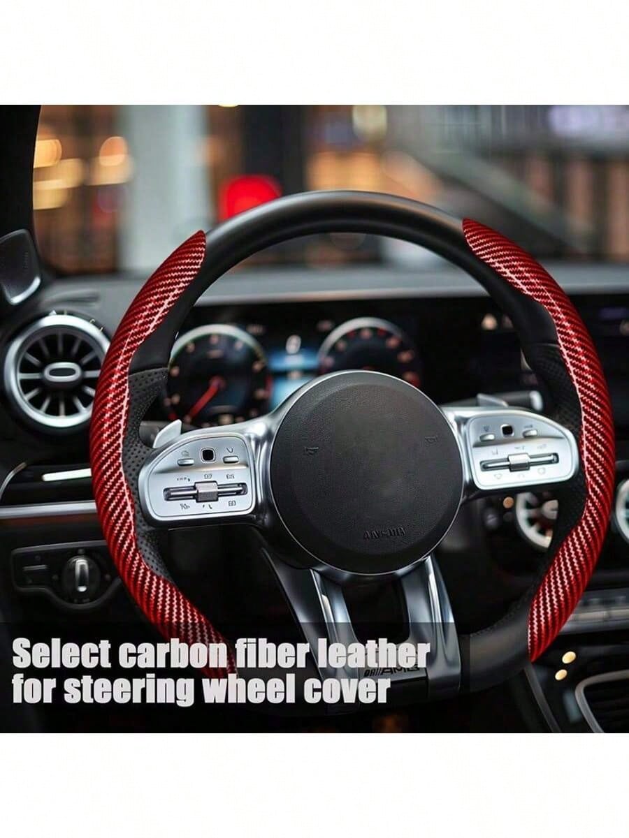 2 Pieces Of Four Seasons General Motors Steering Wheel Covers, Carbon Fiber Sport Ultra-Thin Anti Slip Steering Wheel, Card Set With Lei Diao Wear-Resistant Decoration, Car Handle Gloves Suitable For