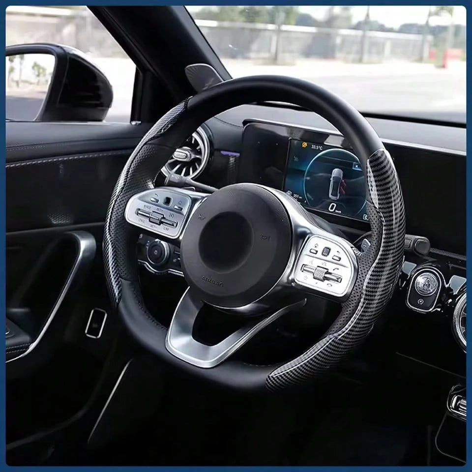 2 Pieces Of Four Seasons General Motors Steering Wheel Covers, Carbon Fiber Sport Ultra-Thin Anti Slip Steering Wheel, Card Set With Lei Diao Wear-Resistant Decoration, Car Handle Gloves Suitable For