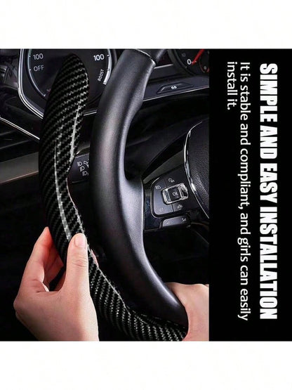 2 Pieces Of Four Seasons General Motors Steering Wheel Covers, Carbon Fiber Sport Ultra-Thin Anti Slip Steering Wheel, Card Set With Lei Diao Wear-Resistant Decoration, Car Handle Gloves Suitable For