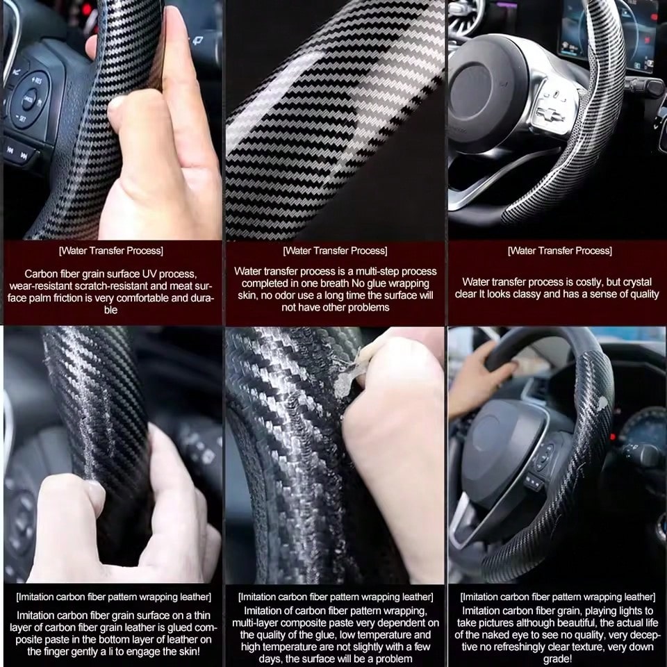 2 Pieces Of Four Seasons General Motors Steering Wheel Covers, Carbon Fiber Sport Ultra-Thin Anti Slip Steering Wheel, Card Set With Lei Diao Wear-Resistant Decoration, Car Handle Gloves Suitable For