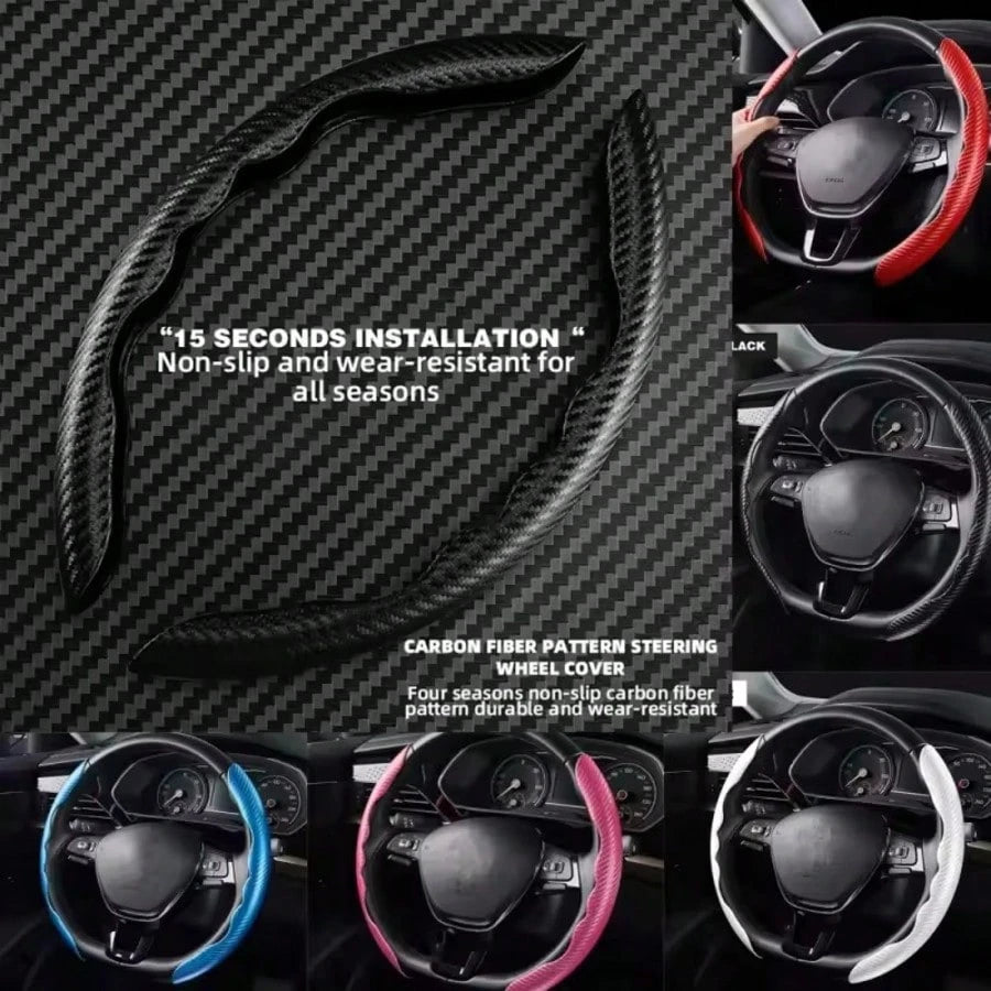2 Pieces Of Four Seasons General Motors Steering Wheel Covers, Carbon Fiber Sport Ultra-Thin Anti Slip Steering Wheel, Card Set With Lei Diao Wear-Resistant Decoration, Car Handle Gloves Suitable For