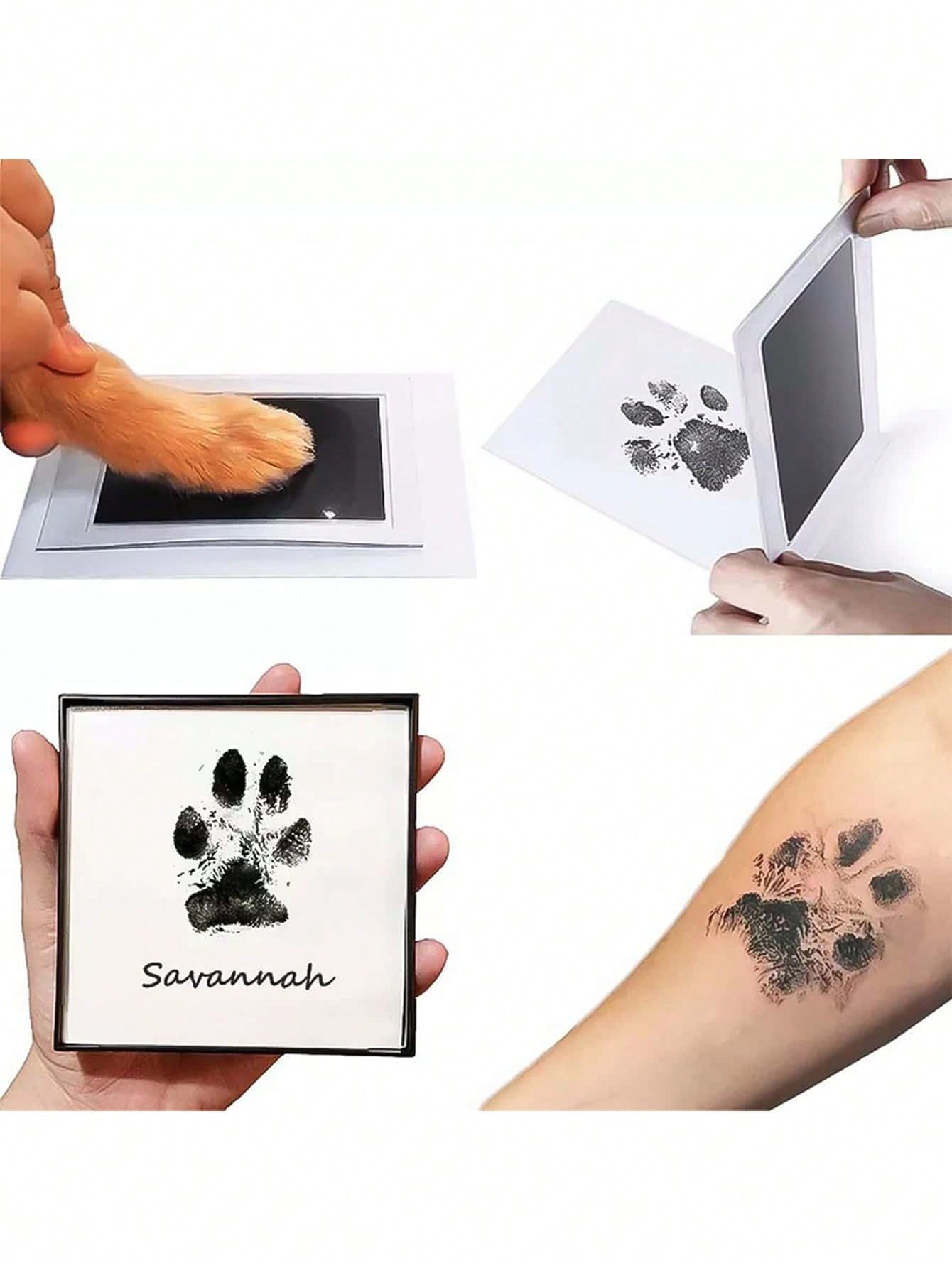 2 Pieces/Set Non-Contact Ink Pads + Stamp Paper, Handprint And Pet Souvenirs. And Contactless. Commemorative Small Stamps, Black Ink Stamp Pads With Easy-Clean Surface, Durable Plastic Design For Paw