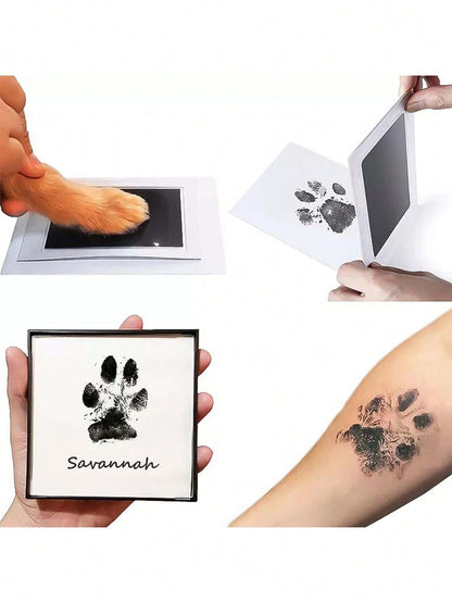 2 Pieces/Set Non-Contact Ink Pads + Stamp Paper, Handprint And Pet Souvenirs. And Contactless. Commemorative Small Stamps, Black Ink Stamp Pads With Easy-Clean Surface, Durable Plastic Design For Paw