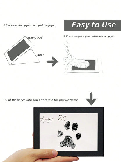 2 Pieces/Set Non-Contact Ink Pads + Stamp Paper, Handprint And Pet Souvenirs. And Contactless. Commemorative Small Stamps, Black Ink Stamp Pads With Easy-Clean Surface, Durable Plastic Design For Paw
