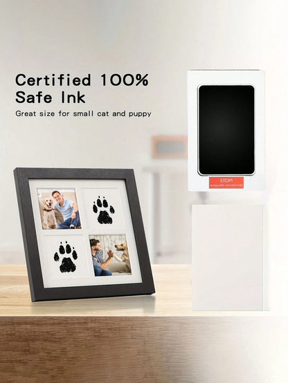 2 Pieces/Set Non-Contact Ink Pads + Stamp Paper, Handprint And Pet Souvenirs. And Contactless. Commemorative Small Stamps, Black Ink Stamp Pads With Easy-Clean Surface, Durable Plastic Design For Paw