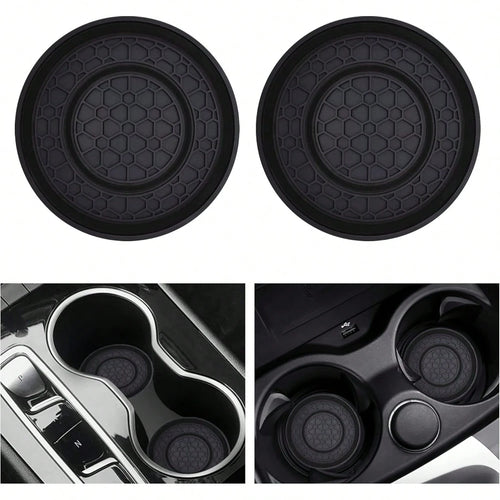 2 Sets Of GM Cup Holder Pads- 2.75-Inch PVC Silicone Dual-Round Honeycomb Car Cup Holders, Anti-Slip, Shock-Absorbing, Dust-Proof, Flexible, Easy To Clean- Suitable For Most Vehicle Models- Keep Th