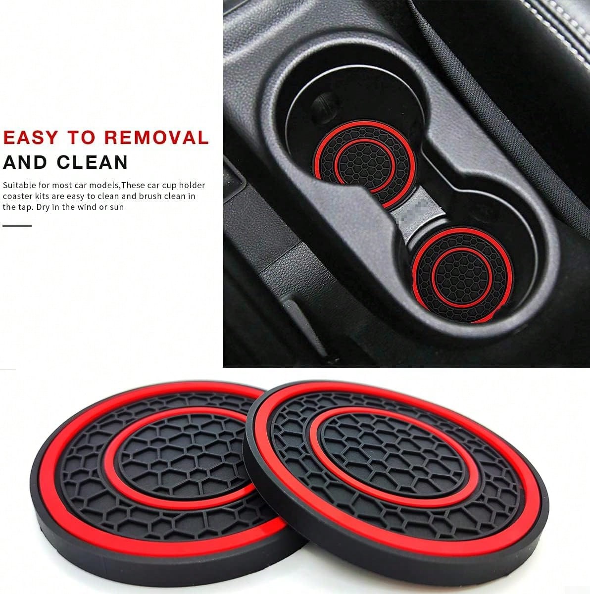2 Sets Of GM Cup Holder Pads- 2.75-Inch PVC Silicone Dual-Round Honeycomb Car Cup Holders, Anti-Slip, Shock-Absorbing, Dust-Proof, Flexible, Easy To Clean- Suitable For Most Vehicle Models- Keep Th
