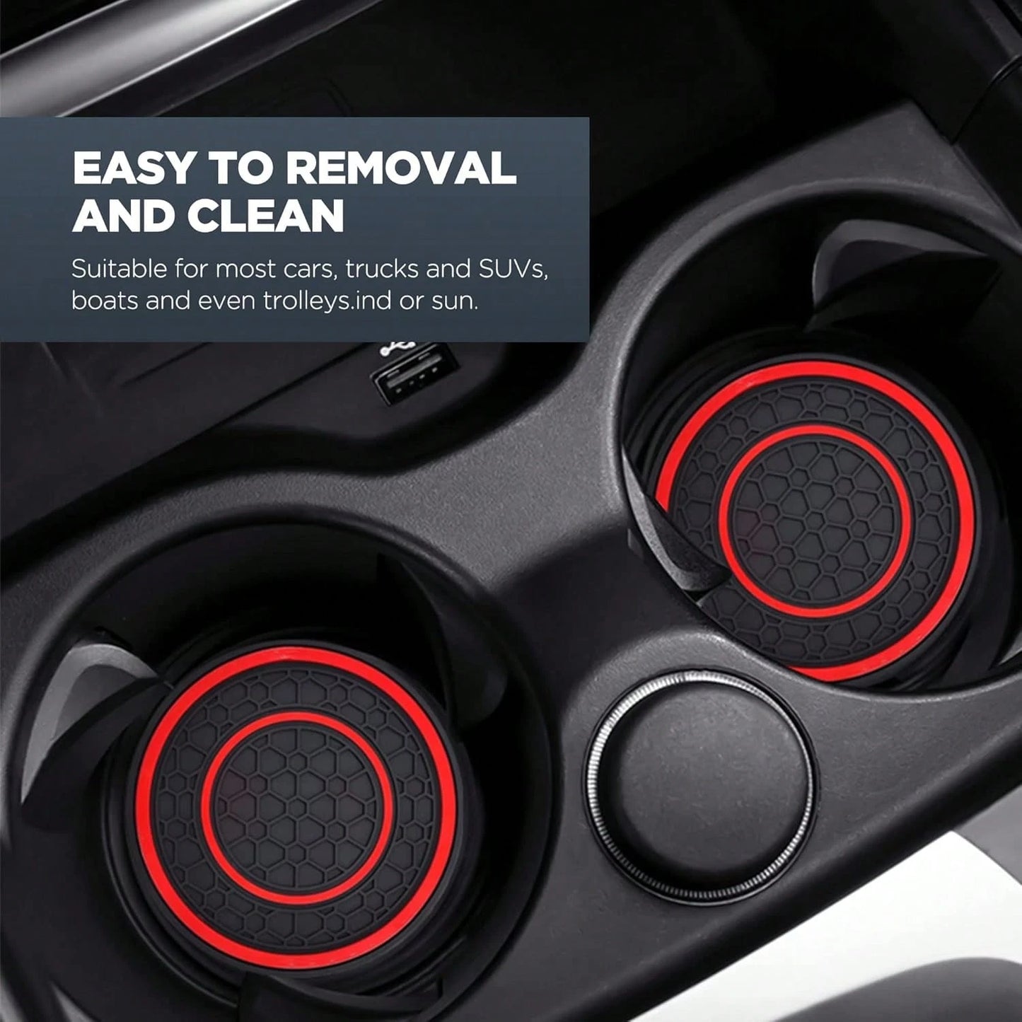 2 Sets Of GM Cup Holder Pads- 2.75-Inch PVC Silicone Dual-Round Honeycomb Car Cup Holders, Anti-Slip, Shock-Absorbing, Dust-Proof, Flexible, Easy To Clean- Suitable For Most Vehicle Models- Keep Th