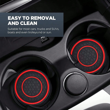 2 Sets Of GM Cup Holder Pads- 2.75-Inch PVC Silicone Dual-Round Honeycomb Car Cup Holders, Anti-Slip, Shock-Absorbing, Dust-Proof, Flexible, Easy To Clean- Suitable For Most Vehicle Models- Keep Th