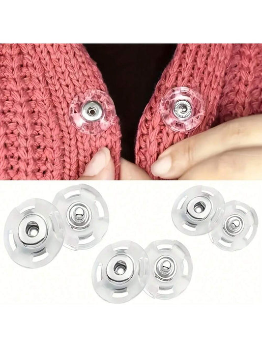 20/10Pcs Ultra Clear Invisible Snap Buttons, Anti Exposure Hidden Plastic Fasteners, Transparent Hidden Stud Buttons Sewing Accessories For Sweaters, Cardigans, Shirts, Blouses, Dresses, Skirts, DIY C