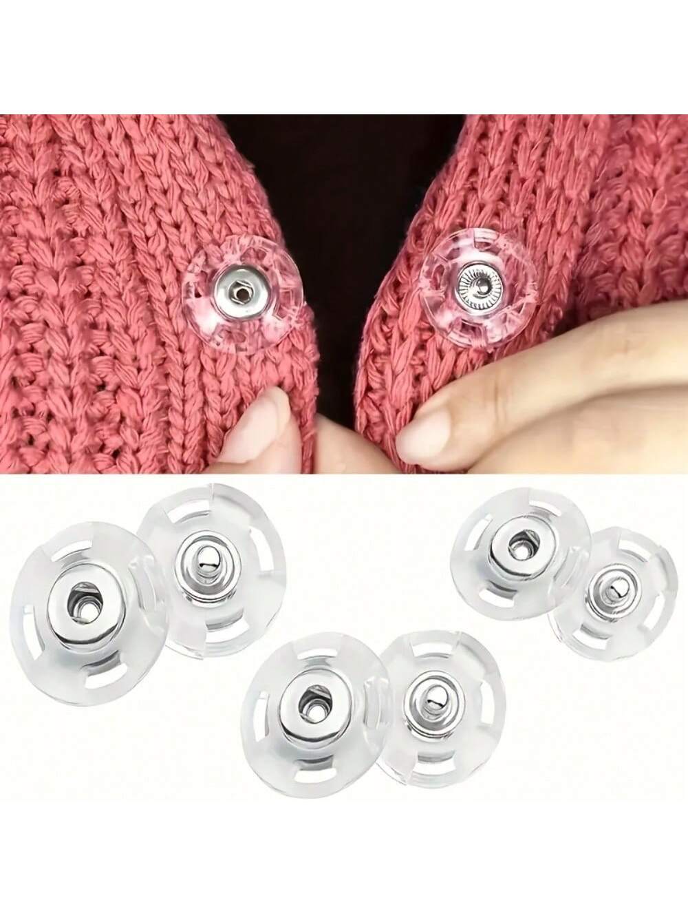 20/10Pcs Ultra Clear Invisible Snap Buttons, Anti Exposure Hidden Plastic Fasteners, Transparent Hidden Stud Buttons Sewing Accessories For Sweaters, Cardigans, Shirts, Blouses, Dresses, Skirts, DIY C