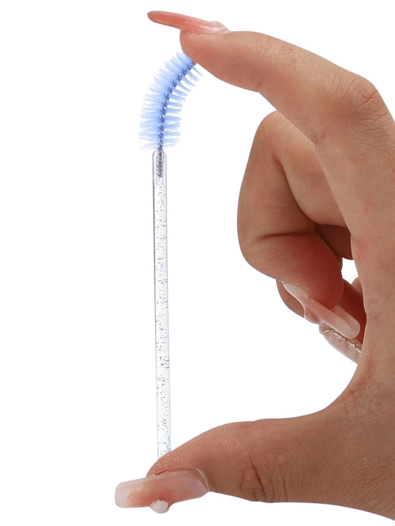 200/100/50/10pcs Set Eyelash Brushes, Eyelash Comb With Container, Bendable Disposable Eyebrow Brushes, Eyelash Extension Brushes, Eyebrow Brushes, Castor Oil Brushes (Crystal Blue)