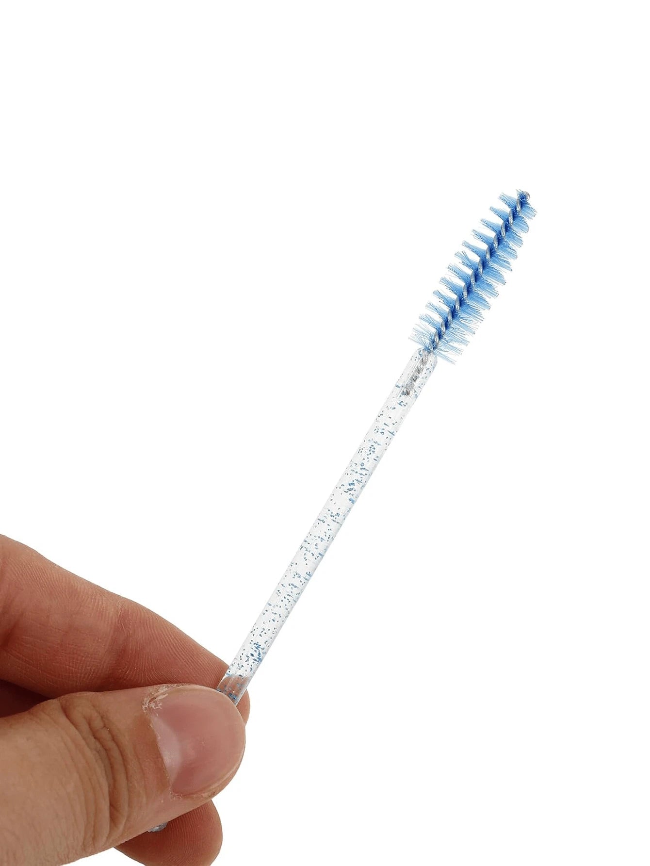 200/100/50/10pcs Set Eyelash Brushes, Eyelash Comb With Container, Bendable Disposable Eyebrow Brushes, Eyelash Extension Brushes, Eyebrow Brushes, Castor Oil Brushes (Crystal Blue)