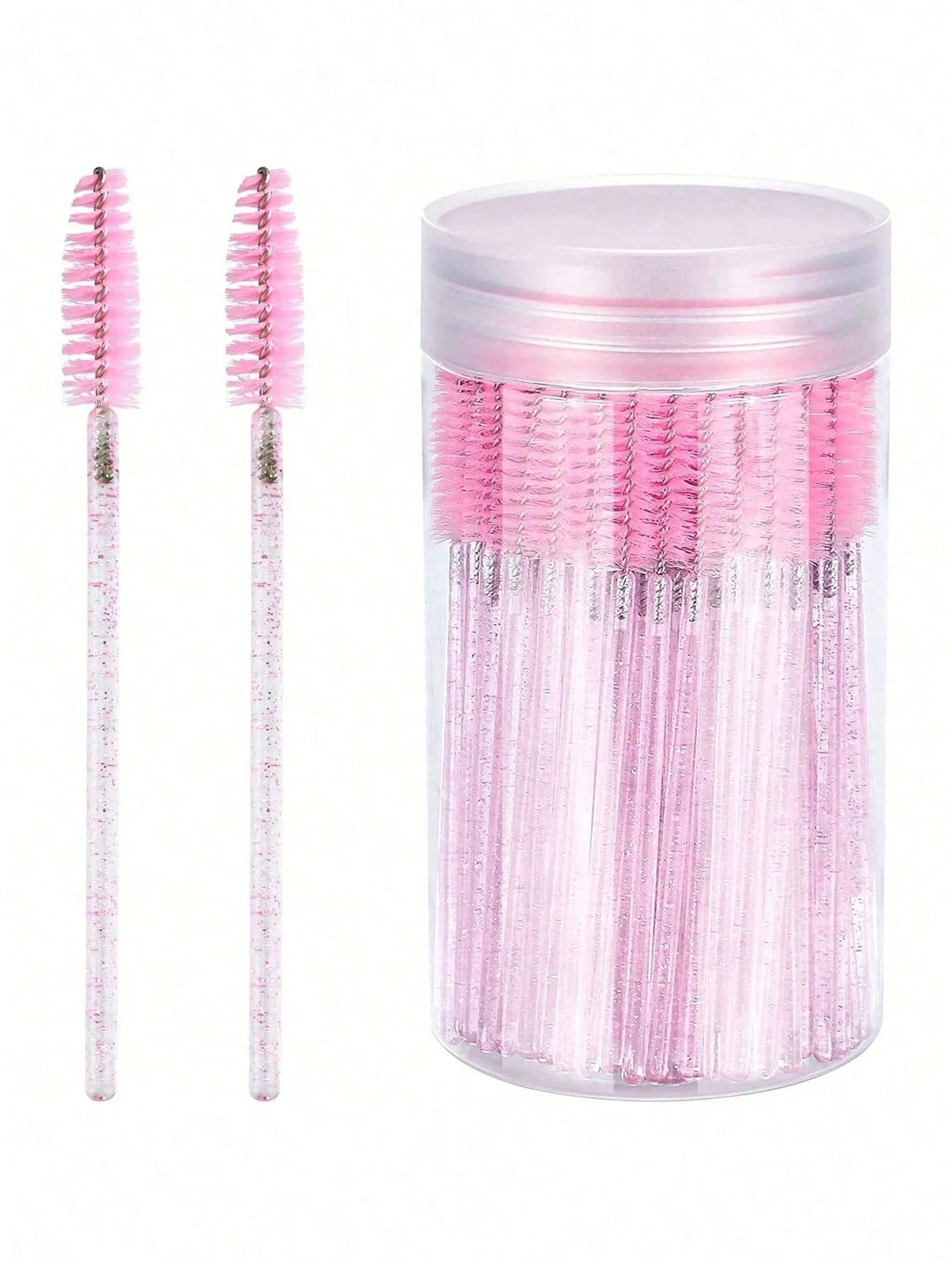 200/100/50/10pcs Set Eyelash Brushes, Eyelash Comb With Container, Bendable Disposable Eyebrow Brushes, Eyelash Extension Brushes, Eyebrow Brushes, Castor Oil Brushes (Crystal Blue)