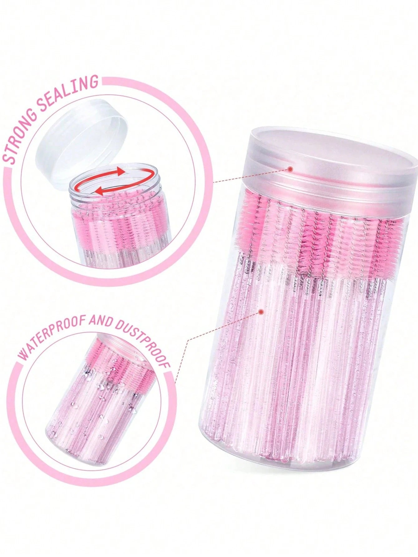 200/100/50/10pcs Set Eyelash Brushes, Eyelash Comb With Container, Bendable Disposable Eyebrow Brushes, Eyelash Extension Brushes, Eyebrow Brushes, Castor Oil Brushes (Crystal Blue)