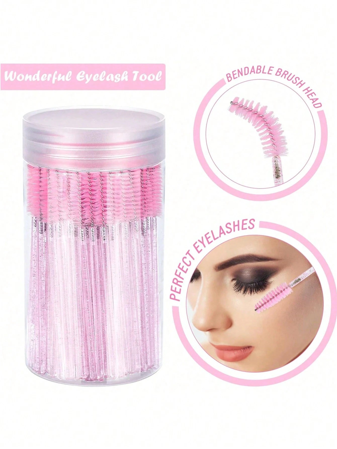 200/100/50/10pcs Set Eyelash Brushes, Eyelash Comb With Container, Bendable Disposable Eyebrow Brushes, Eyelash Extension Brushes, Eyebrow Brushes, Castor Oil Brushes (Crystal Blue)