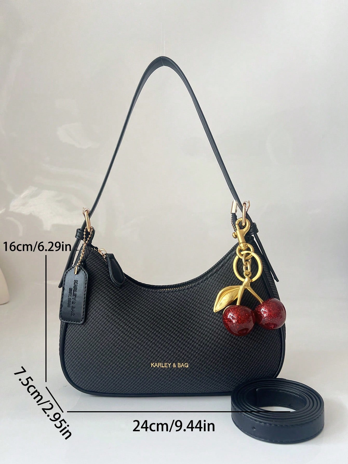 2025 New Fashion Classic Wild Alphabet Pattern Decoration Design Pure Color PU Waterproof Fabric Shoulder Bag Moon Bag, Suitable For Shopping, Can Be Obl