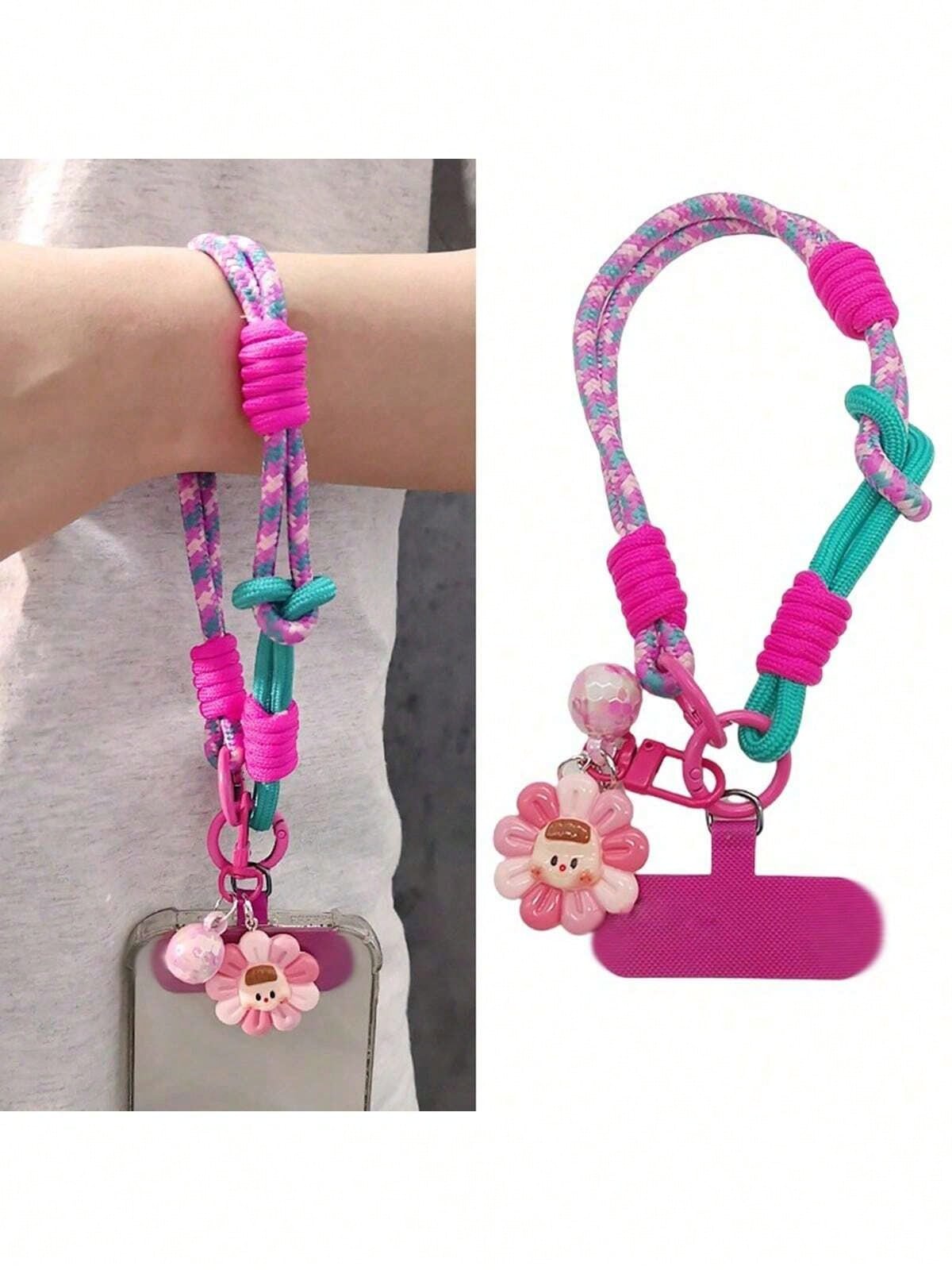 2026 New Adjustable Braided Sunflower Pendant Phone Lanyard, Compatible With Iphone/Android, Outdoor Travel Climbing Anti-Lost Wrist Strap