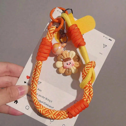 2026 New Adjustable Braided Sunflower Pendant Phone Lanyard, Compatible With Iphone/Android, Outdoor Travel Climbing Anti-Lost Wrist Strap