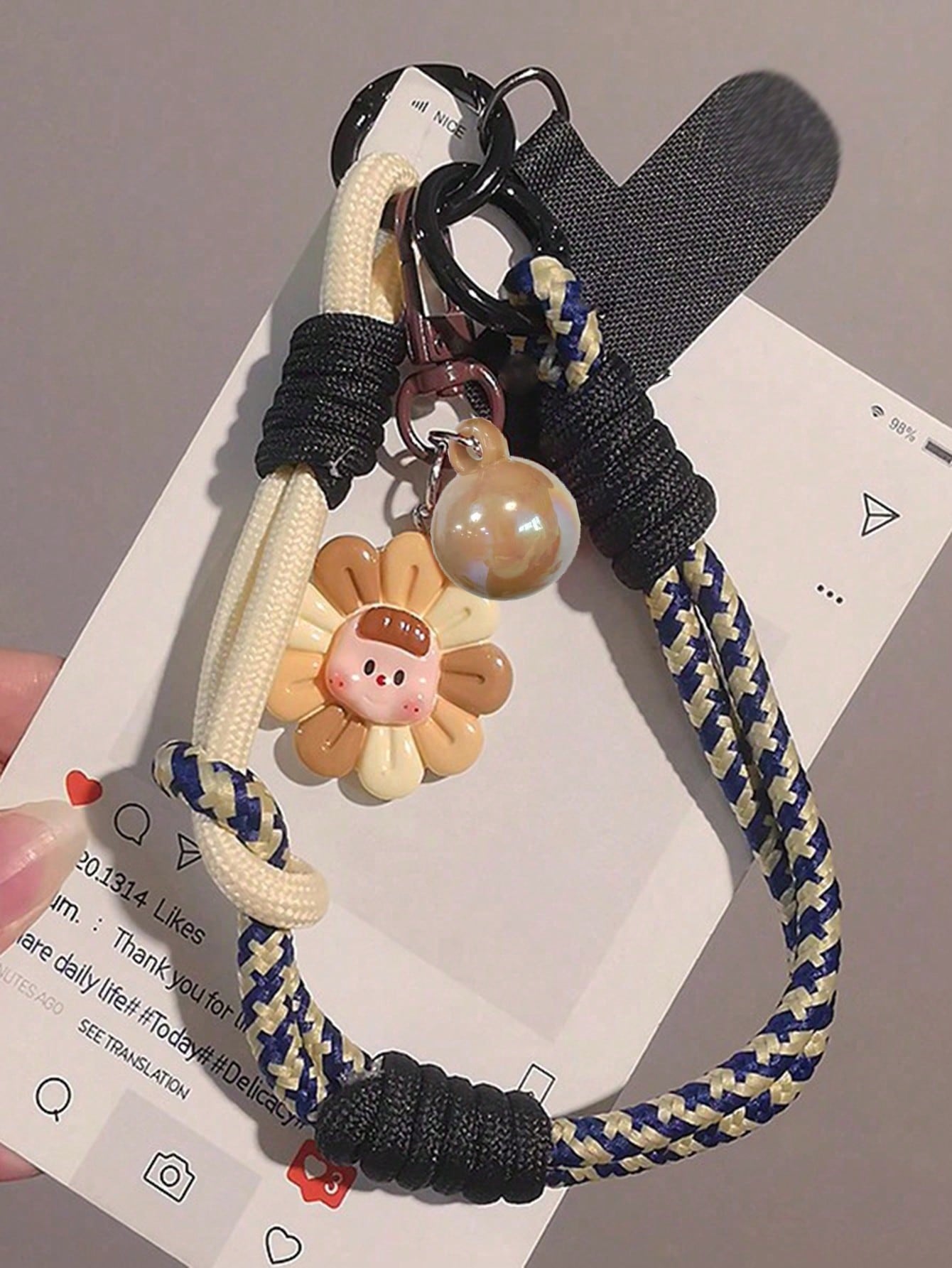 2026 New Adjustable Braided Sunflower Pendant Phone Lanyard, Compatible With Iphone/Android, Outdoor Travel Climbing Anti-Lost Wrist Strap
