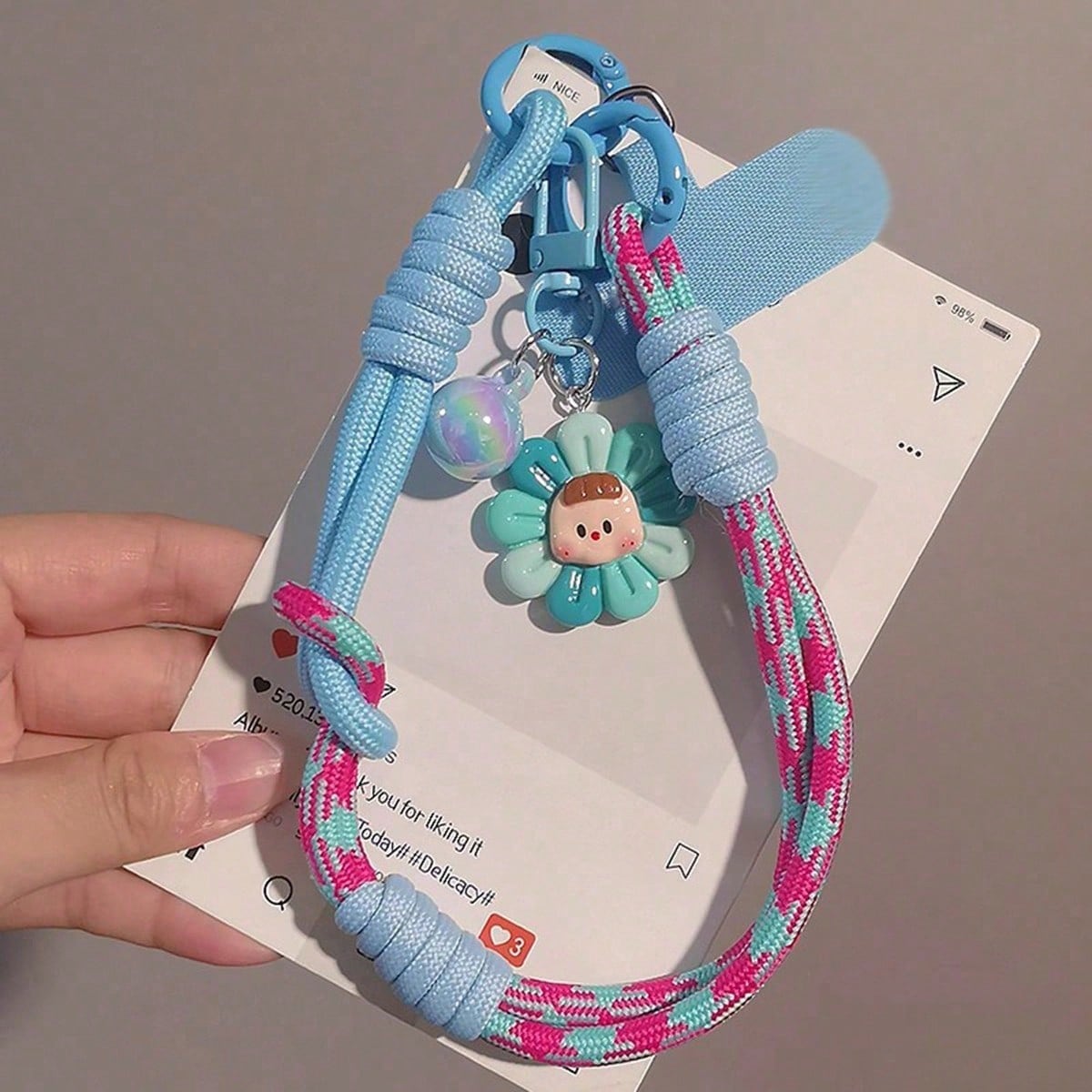 2026 New Adjustable Braided Sunflower Pendant Phone Lanyard, Compatible With Iphone/Android, Outdoor Travel Climbing Anti-Lost Wrist Strap