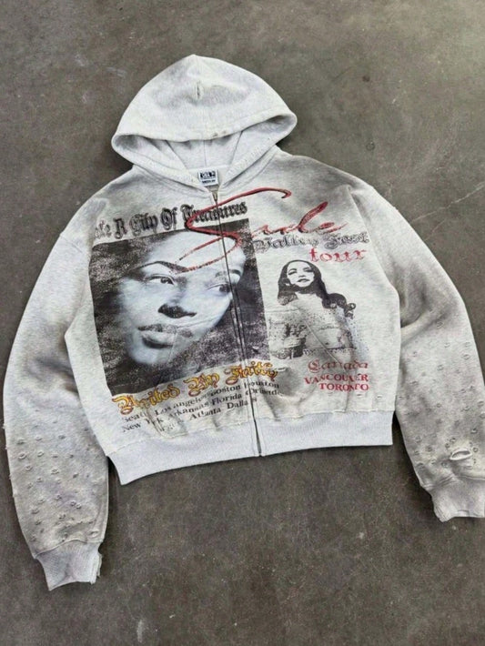 2026 Unisex Retro High Street Hooded Cardigan- Diamond Print Winter Knit Sweater
