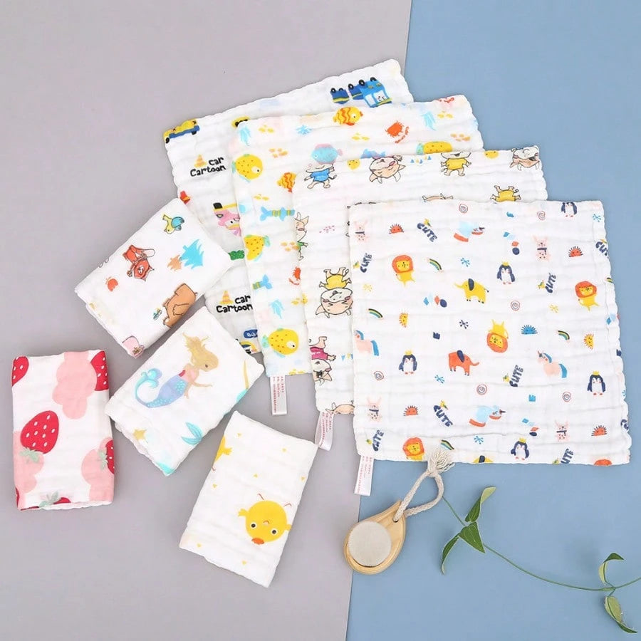 20pcs 10''x10'' Muslin Burp Cloths 100% Cotton 10''x10'' Hand Washcloths For Baby, Super Soft And Absorbent 6 Layers Baby Burping Cloth