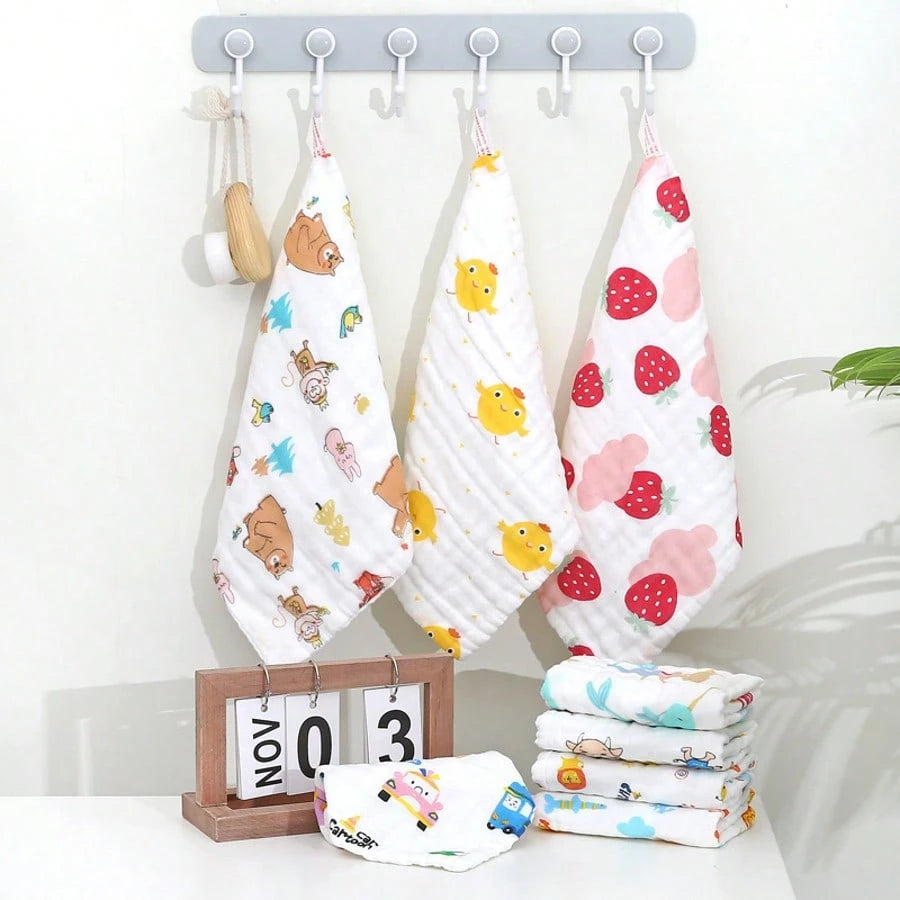 20pcs 10''x10'' Muslin Burp Cloths 100% Cotton 10''x10'' Hand Washcloths For Baby, Super Soft And Absorbent 6 Layers Baby Burping Cloth