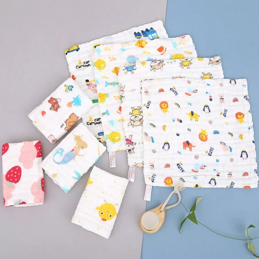 20pcs 10''x10'' Muslin Burp Cloths 100% Cotton 10''x10'' Hand Washcloths For Baby, Super Soft And Absorbent 6 Layers Baby Burping Cloth
