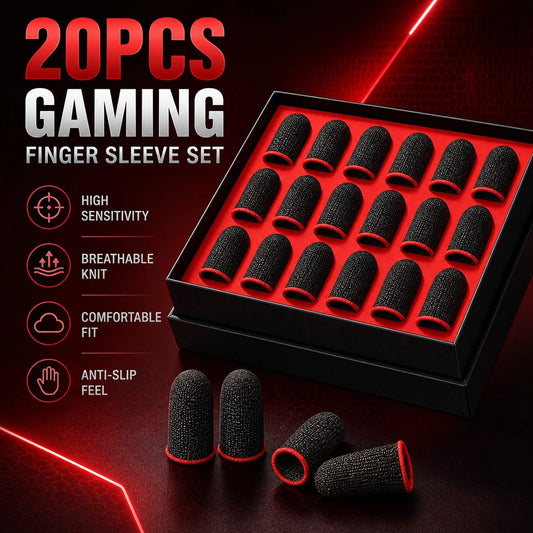 20PCS Gaming Finger Sleeve Set, Breathable Conductive Knit Thumb Covers For Mobile Phone Tablet Touchscreen Gaming