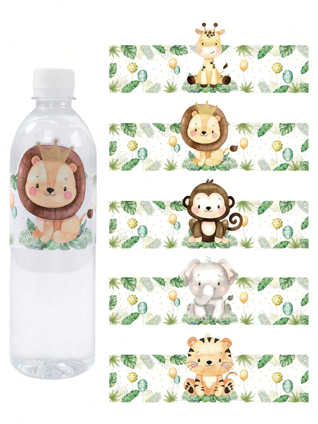 20pcs Jungle Animal Bottle Labels Suitable For Boys & Girls Party, Decorative Stickers For Baby Shower Party, Baby Party Decorations, Boy/Girl Birthday Decorative Stickers, Newborn, Birthday Party Wat