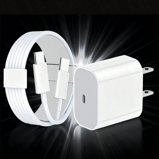 20W Fast Charging Set: USB C Wall Charger + 10Ft/300cm USB C To Type C Cable, Compatible With IPhone 17 Pro Max/17 Pro/17/16/15 Pro Max/15 Pro/15 Plus/15, Type-C Devices