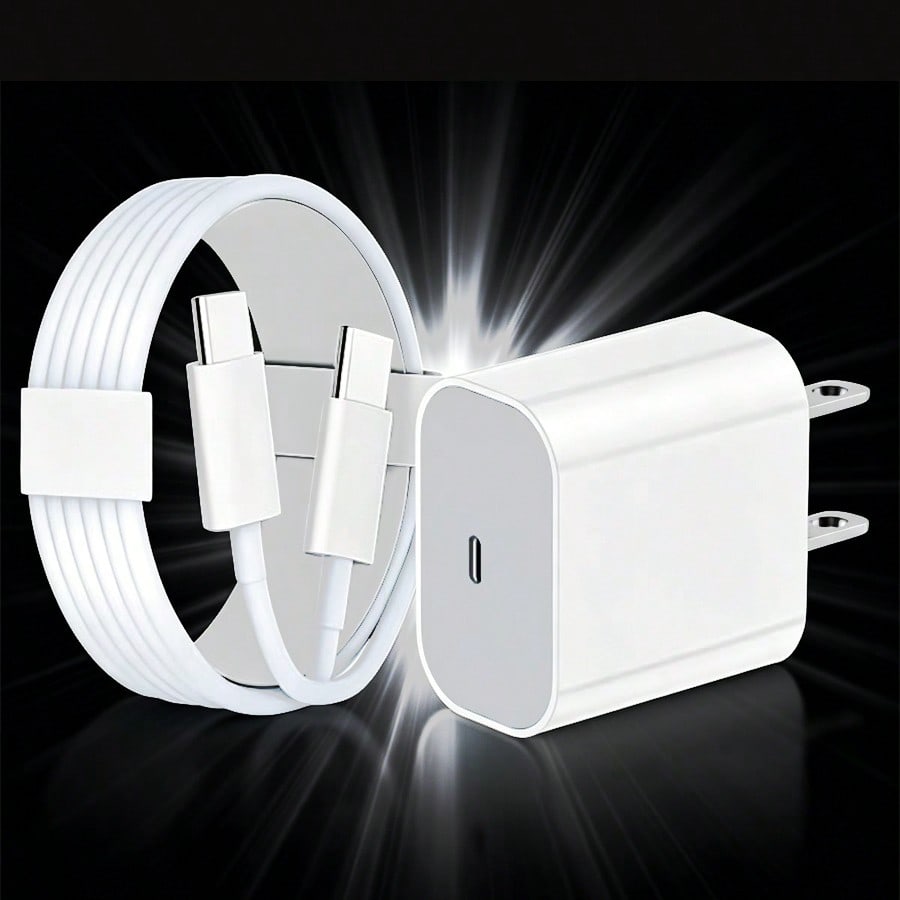 20W Fast Charging Set: USB C Wall Charger + 10Ft/300cm USB C To Type C Cable, Compatible With IPhone 17 Pro Max/17 Pro/17/16/15 Pro Max/15 Pro/15 Plus/15, Type-C Devices