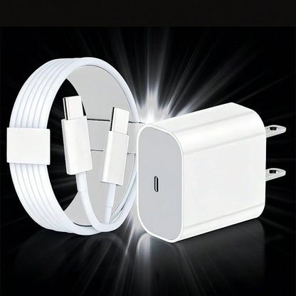 20W Fast Charging Set: USB C Wall Charger + 10Ft/300cm USB C To Type C Cable, Compatible With IPhone 17 Pro Max/17 Pro/17/16/15 Pro Max/15 Pro/15 Plus/15, Type-C Devices