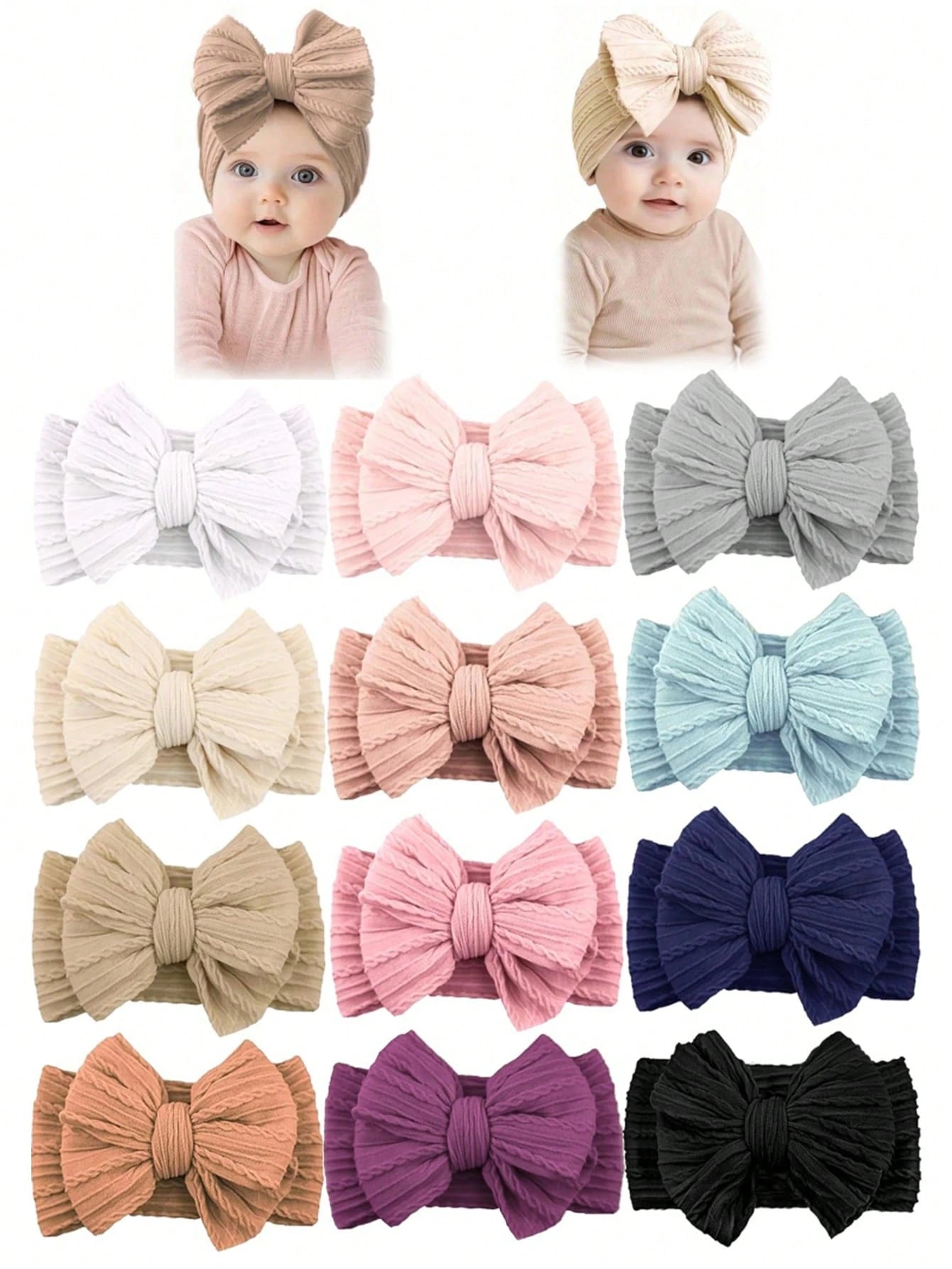22 PCS Baby Headbands Soft Nylon Hairbands With Bows Girls Hair Accessories For Newborn Infant Toddler Kids Handmade,Baby Bows,Baby Girl Bows