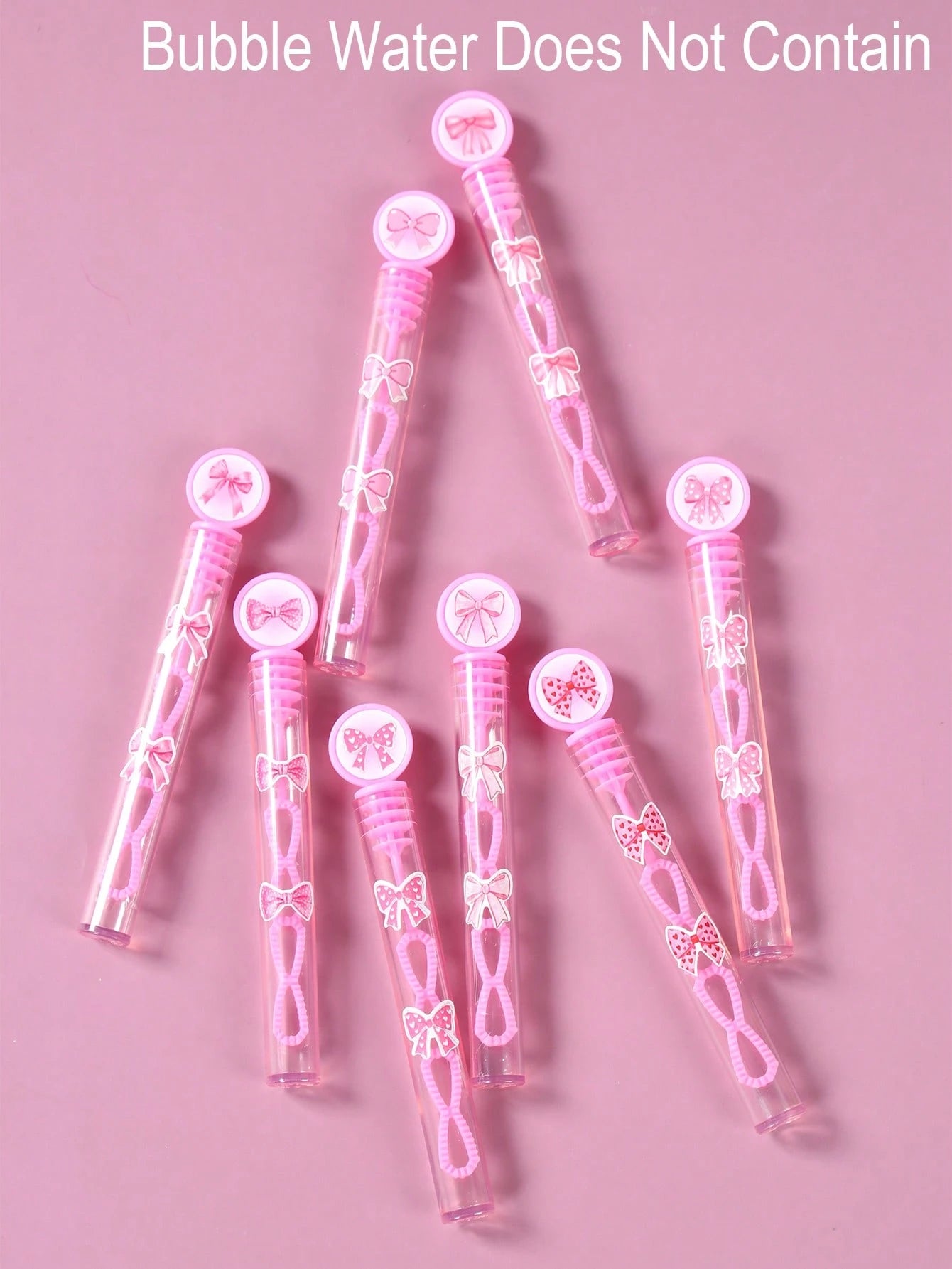 24/48pcs Pink Bow Pattern Baby Shower Bubble Wands, Pink Bow Pattern 1st Birthday Party DIY Bubble Wands (Bubble Solution Not Included), DIY Transparent Bubble Blowing Tubes Party Bubble Blowing Tubes