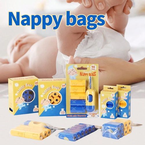 240pcs + Dispenser, Disposable Diaper Waste Bags| Baby Diaper Waste Bags| Maternity And Baby Waste Bags, Leak-Proof Keeps Home Fresh, Outdoor Hygiene