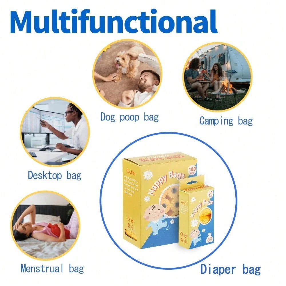 240pcs + Dispenser, Disposable Diaper Waste Bags| Baby Diaper Waste Bags| Maternity And Baby Waste Bags, Leak-Proof Keeps Home Fresh, Outdoor Hygiene