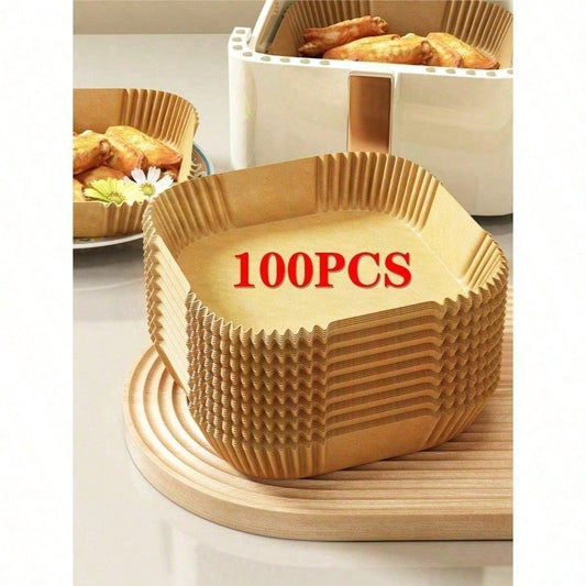 25/50/100pcs Square Disposable Air Fryer Liners, Baking Paper Bowls, Grill & Baking Grease-Proof Paper Bowls, Oven Liners/Non-Stick, Heat-Resistant, Paper Basket Bowls, Baking Trays, Multi-Purpose Bak