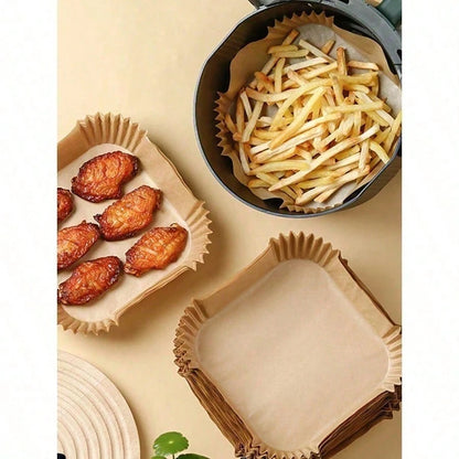 25/50/100pcs Square Disposable Air Fryer Liners, Baking Paper Bowls, Grill & Baking Grease-Proof Paper Bowls, Oven Liners/Non-Stick, Heat-Resistant, Paper Basket Bowls, Baking Trays, Multi-Purpose Bak