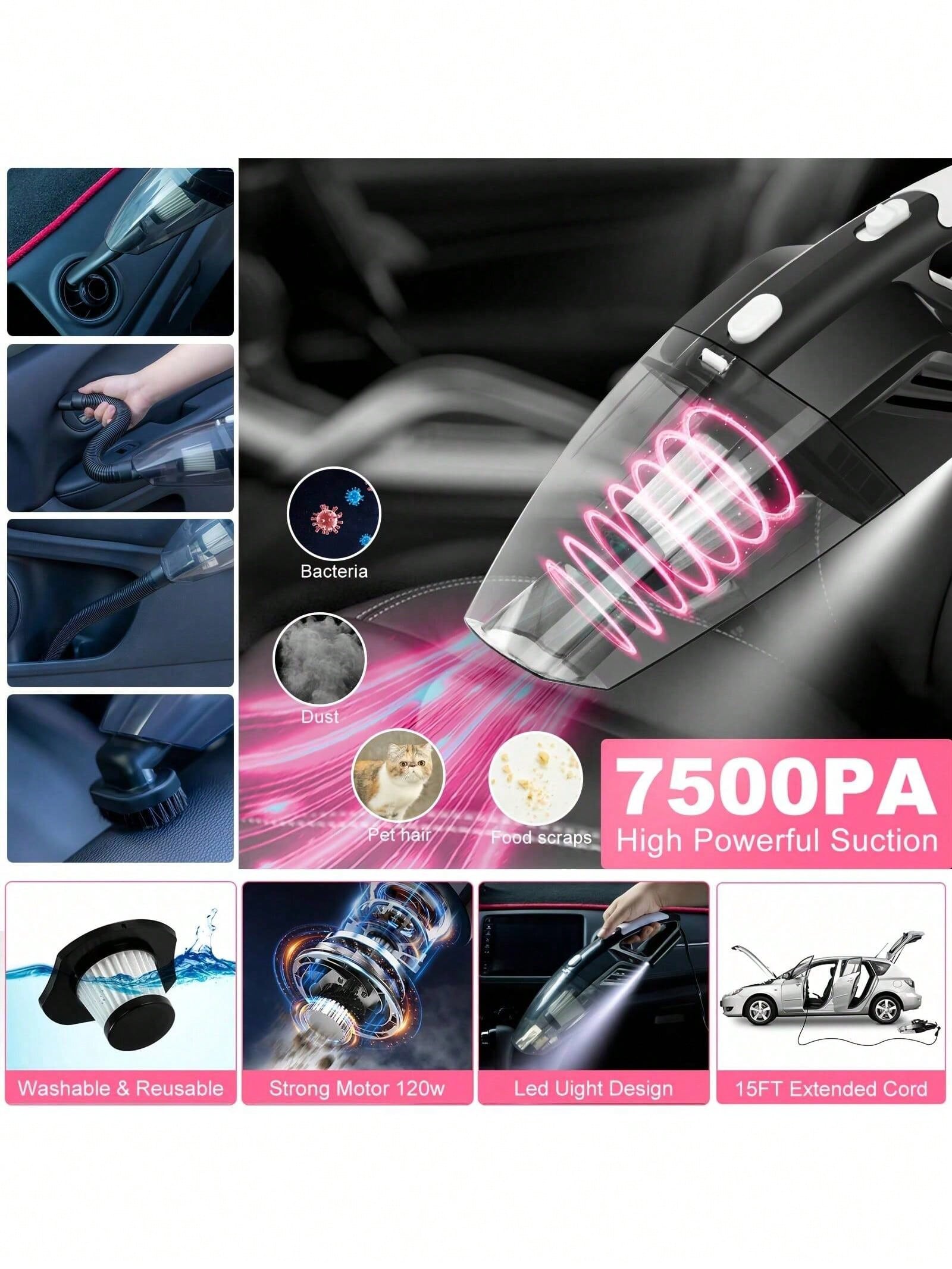 25pcs Car Cleaning Wash Kit Interior Detailing Set With High Power Handheld Vacuum Windshield Tool Gel Tire Brush Complete Car Care Tools Gift Kit