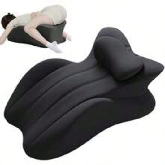 27° Angle Perfect Position Pillow, Instant Pillows, Wedge Memory Foam Butt Cushion, Provides Waist And Neck Support (Black-Large)